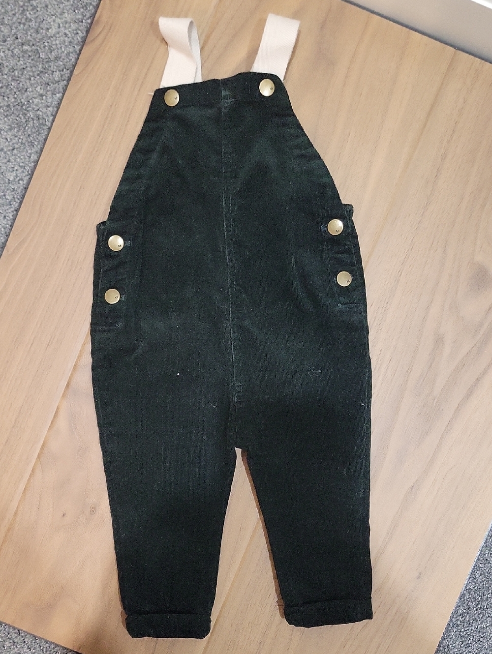 Milky Kids Dark Green Corduroy Overalls Size 9-12m